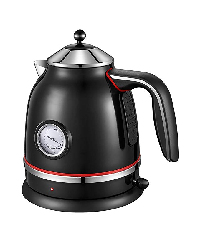 PowCube Stainless Steel 1.7L Electric Water Kettle with Temperature Display and 360 Degree Rotational Base