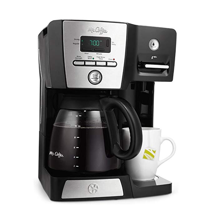 Mr. Coffee BVMC-DMX85 - 12-Cup Programmable Coffeemaker with Integrated Hot Water Dispenser - Black/Chrome