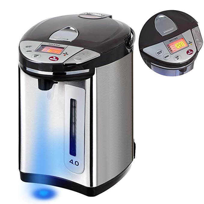 Secura Electric Water Boiler and Warmer LCD Digital Control w/ Night light, 18/10 Stainless Steel Interior (4 Quart)