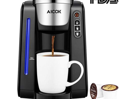 Aicok Single Serve Programmable Coffee Maker, Five Brew Sizes for Most Single Cup Pods Including K-CUP pods, 45 OZ Large Removable Water Tank, Quick Brew Technology, 1420W, Black Review