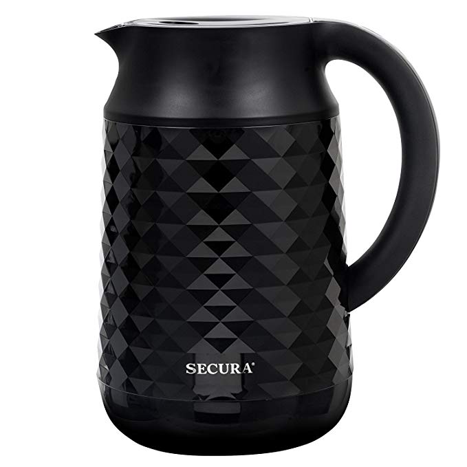 Secura Cool Touch Precise Temperature Control 1.8Qt (7 Cups) Electric Water Kettle (Black) | 1500W Strix Controls | Float Valve Technology | Quick Boil | 8 Pre-sets (Black)