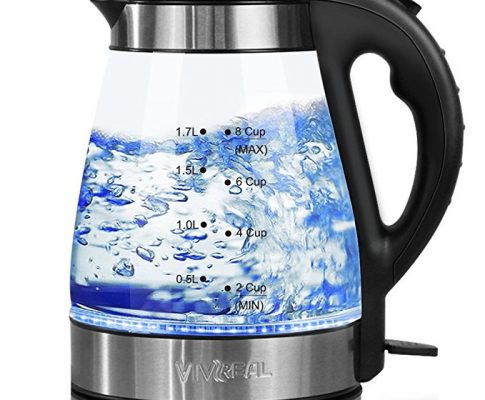 VIVREAL Electric Kettle – Water Kettle Tea Kettle Electric Tea Kettle, 57Oz, 1.7L Fast Heating Glass Electric Kettle with Blue Led, Borosilicate Glass, Boil Dry Protection & Automatic Shutoff Review