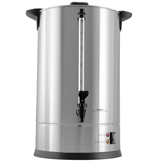 Cafe Amoroso 100 Cup Stainless Steel Coffee Urn - Premium Commercial Double Wall Design - Perfect For Catering, Churches, Banquets, Restaurants - 1 Year Warranty