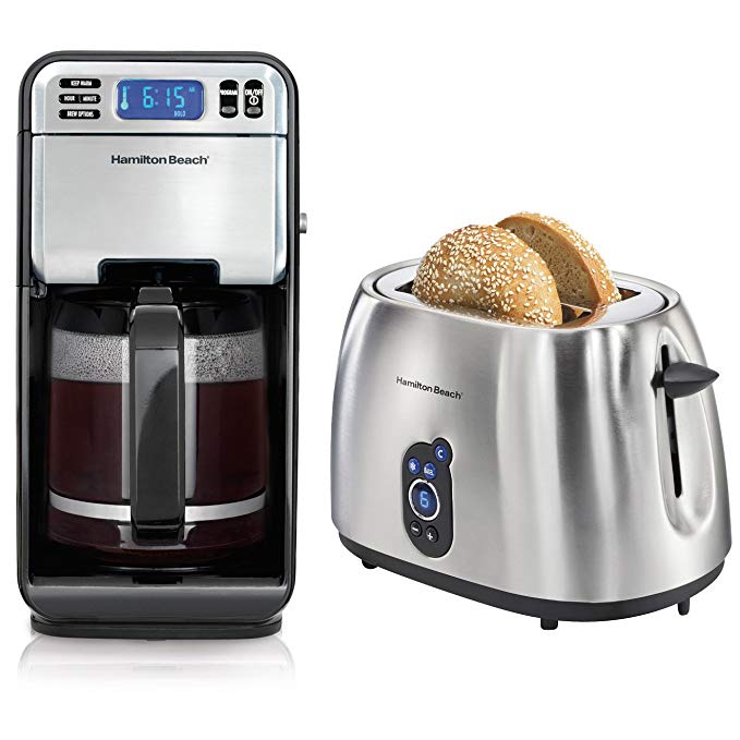 Hamilton Beach 12Cup Digital Automatic LCD Coffeemaker + 2-Slice Digital Toaster