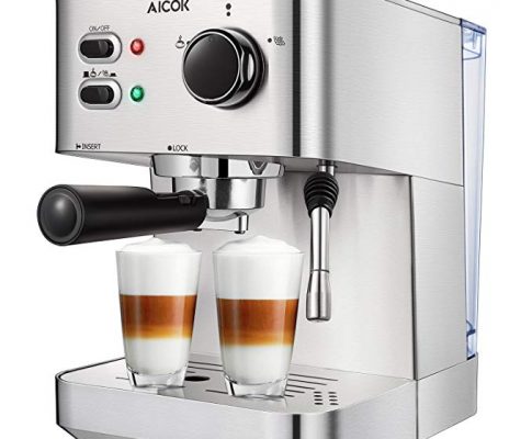 AICOK Espresso Machine, Cappuccino Maker, Latte Coffee Maker, Moka Maker, Espresso Maker with Milk Frother, 15 Bar Pump, 1050W, Stainess Steel Review