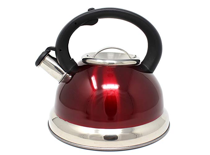 CONCORD 2.8 Quart Extra Thick Triply Bottom Tea Kettle Whistling Spout (RED)