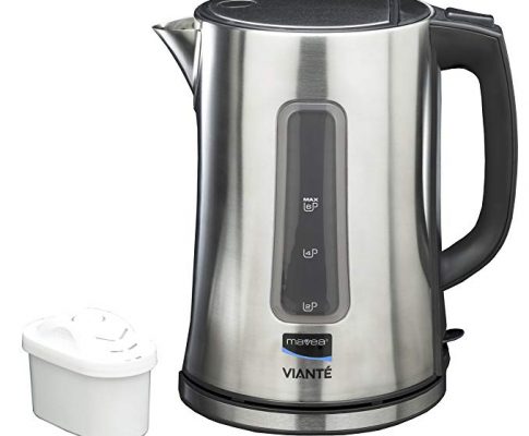 Vianté CAF-20K Stainless Steel Electronic Water Filter Kettle with MAVEA Built-in Fast Flow Filter technology. Filters and Boils water at the same time – 1.7 L capacity. Blue LED light. Auto shut off. Review