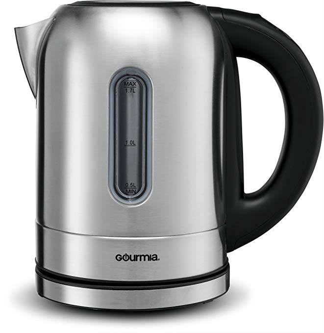 Gourmia GDK350 Electric Kettle -Fast Water Boiling -LED Color Illumination -4 Preset Temperature Control -Keep Warm Function -Cordless -Auto Shut Off -Boil Dry Protection -1.7L -1500W -Stainless Steel