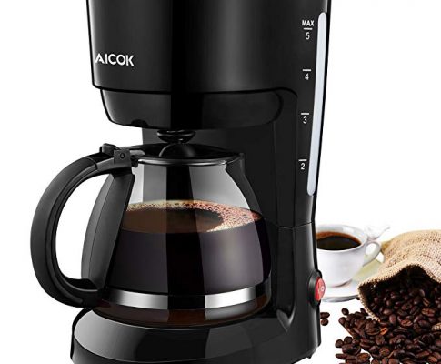 Coffee Maker, Aicok 5-Cup Black Instant Coffee Pot Maker Machine with Glass Carafe and One Touth Button, Drip Coffee Machine Maker with Quick Brew Technology, 600W Review