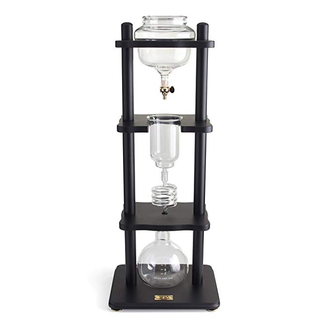 Yama Glass 6-8 Cup Cold Drip Maker Straight Black Wood