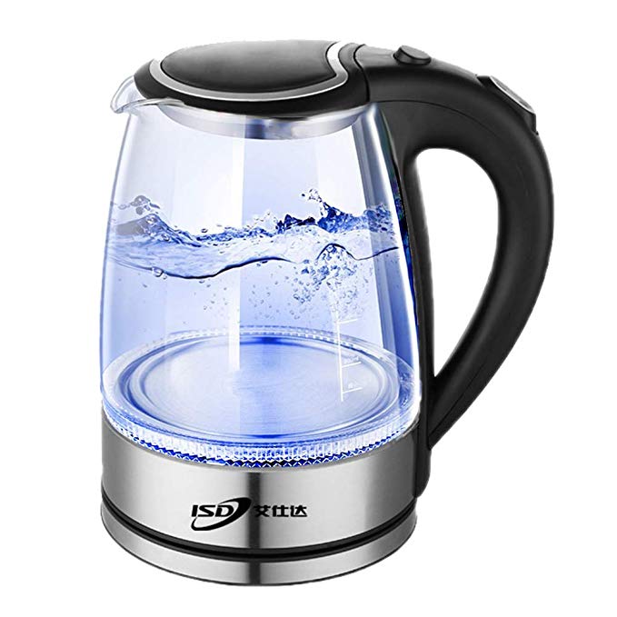 Electric Glass Kettle Water Boiler LED Blue Indicator Light Auto-Shut-Off 1.8L 220V 1800W