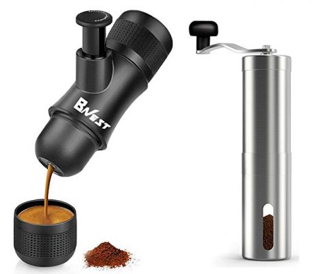 Portable Mini Espresso Maker& Coffee Grinder Christmas Gift Set,VDS Hand Held Pressure Caffe Espresso Machine,Coffee Maker and Manual Coffee Grind for Outdoor,Office,Travel or Morning Ground Coffee Review